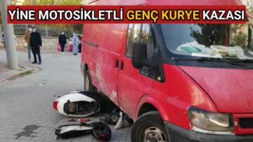 KIRŞEHİR’DE TRAFİK KAZASI, GENÇ KURYE YARALANDI