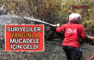 SURİYELİLER BU SEFER YANGINLA MÜCADELE İÇİN GELDİ