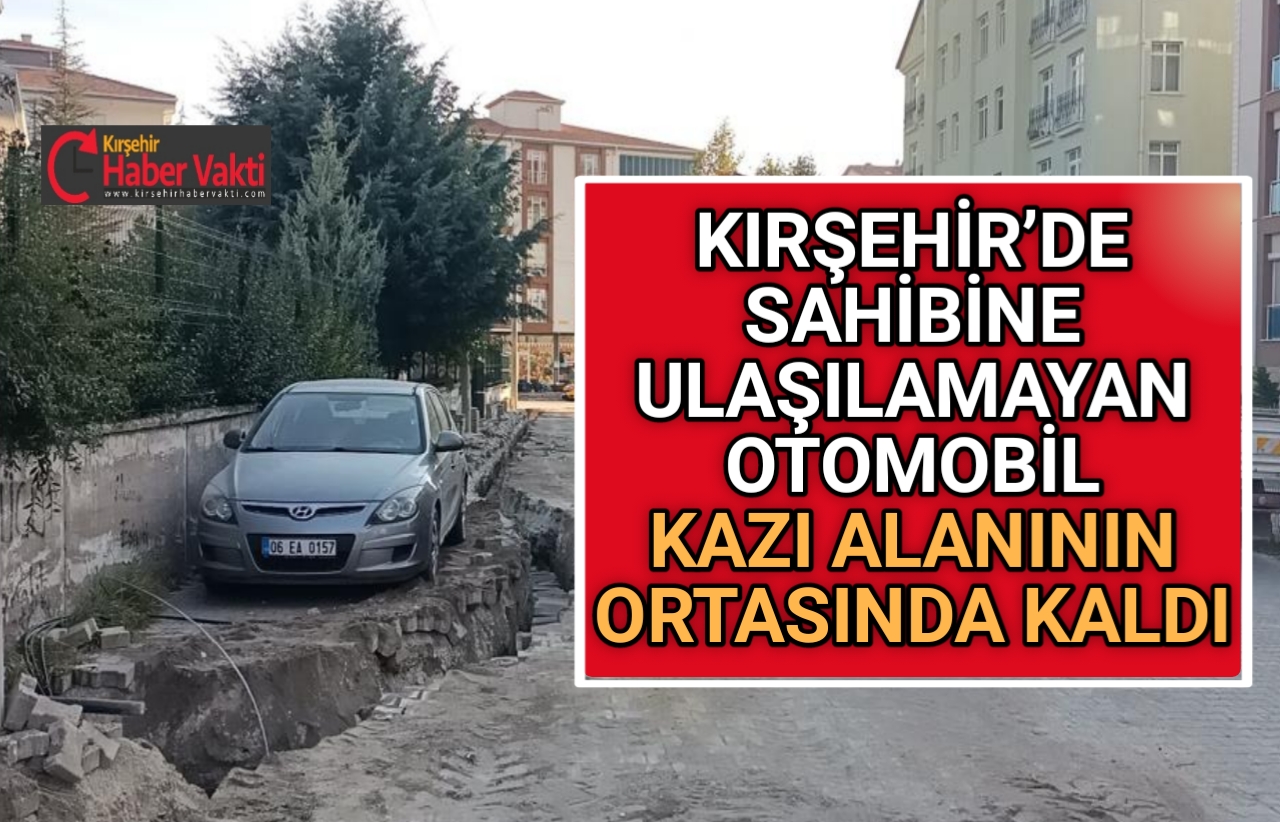 OTOMOBİL KAZI ALANININ ORTASINDA KALDI