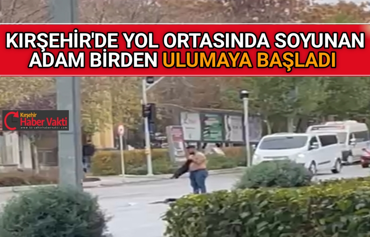 KIRŞEHİR’DE YOL ORTASINDA SOYUNDU