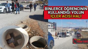ÖĞRENCİLERİN TOZLU YOLLA İMTİHANI