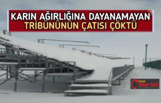 YOĞUN KAR YAĞIŞI TRİBÜNÜNÜN ÇATISINI ÇÖKERTTİ