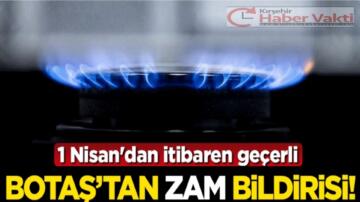 DOĞALGAZ’A BUGÜNDEN İTİBAREN GEÇERLİ ZAM