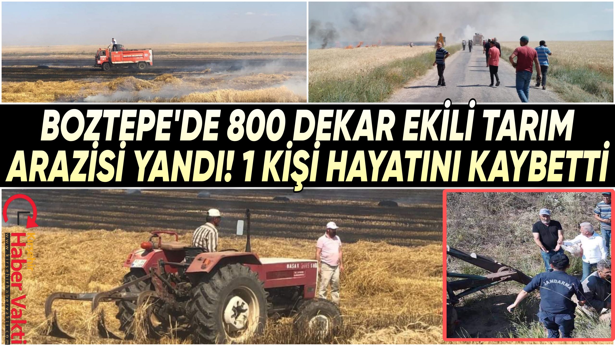Kırşehir’de çıkan yangında yaklaşık 700-800 dekar tarım arazisi küle döndü.