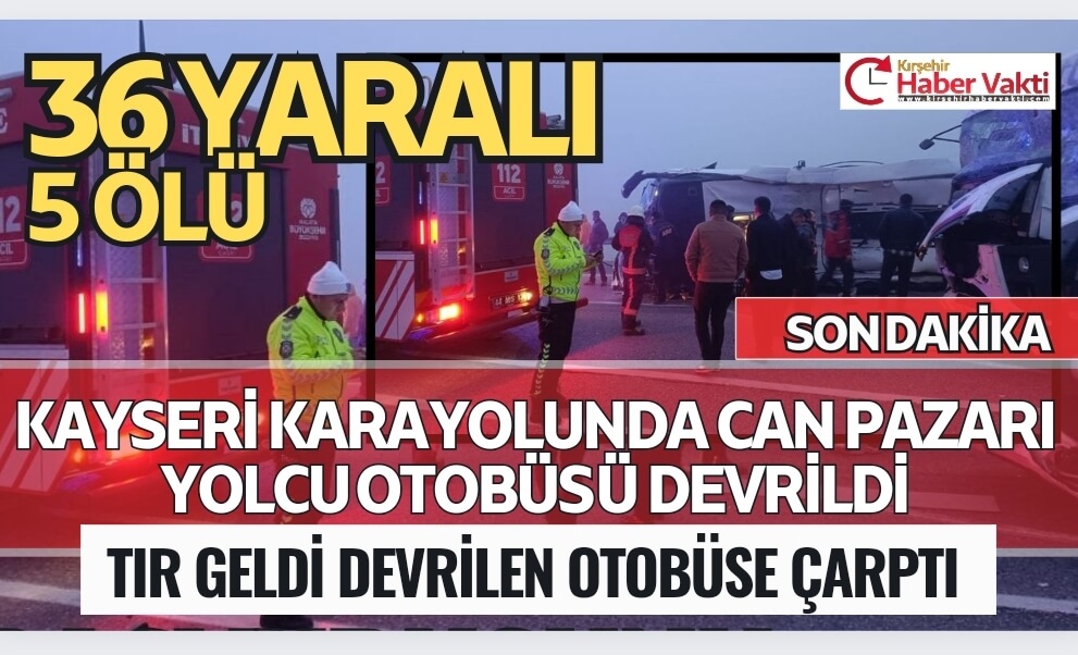 Kırşehir Kayseri Karayolundan Malatya’ya giden yolcu otobüsü ile kamyon çarpıştı.