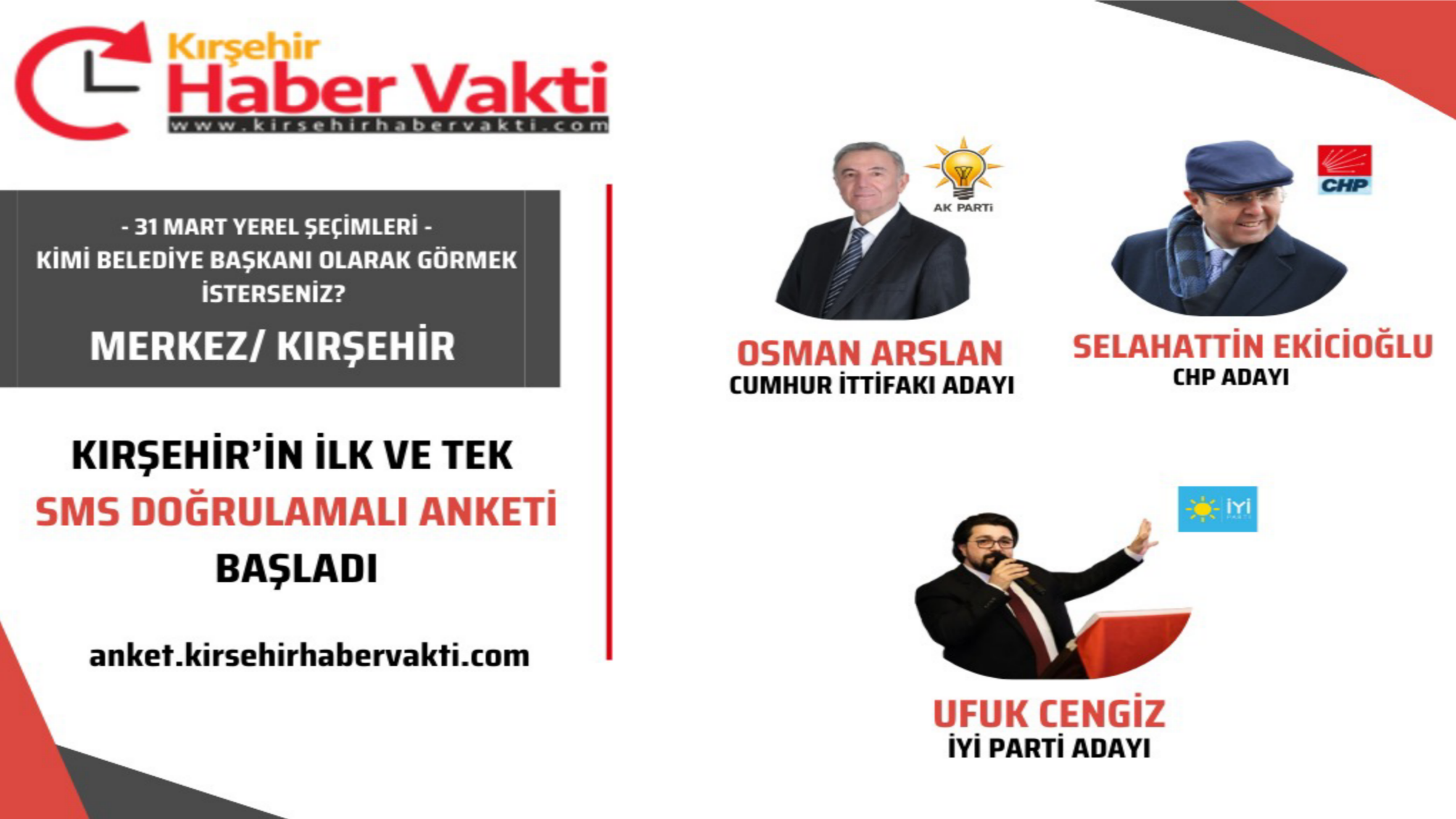 ANKETE BURADAN OY KULLANABİLİRSİNİZ 31 Mart seçimleri yaklaştıkça Kırşehir’de seçim
