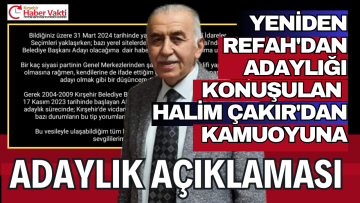 HALİM ÇAKIR’DAN KAMUOYUNA AÇIKLAMA