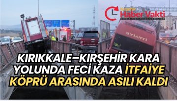 İTFAİYE ARACI İKİ KÖPRÜ ARASINA ASILI KALDI