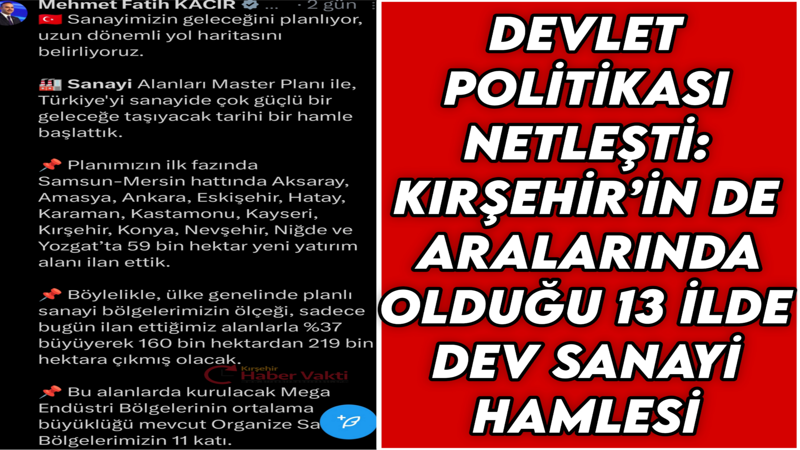Sanayi ve Teknoloji Bakanı Mehmet Fatih Kaçır, Sanayi Alanları Master