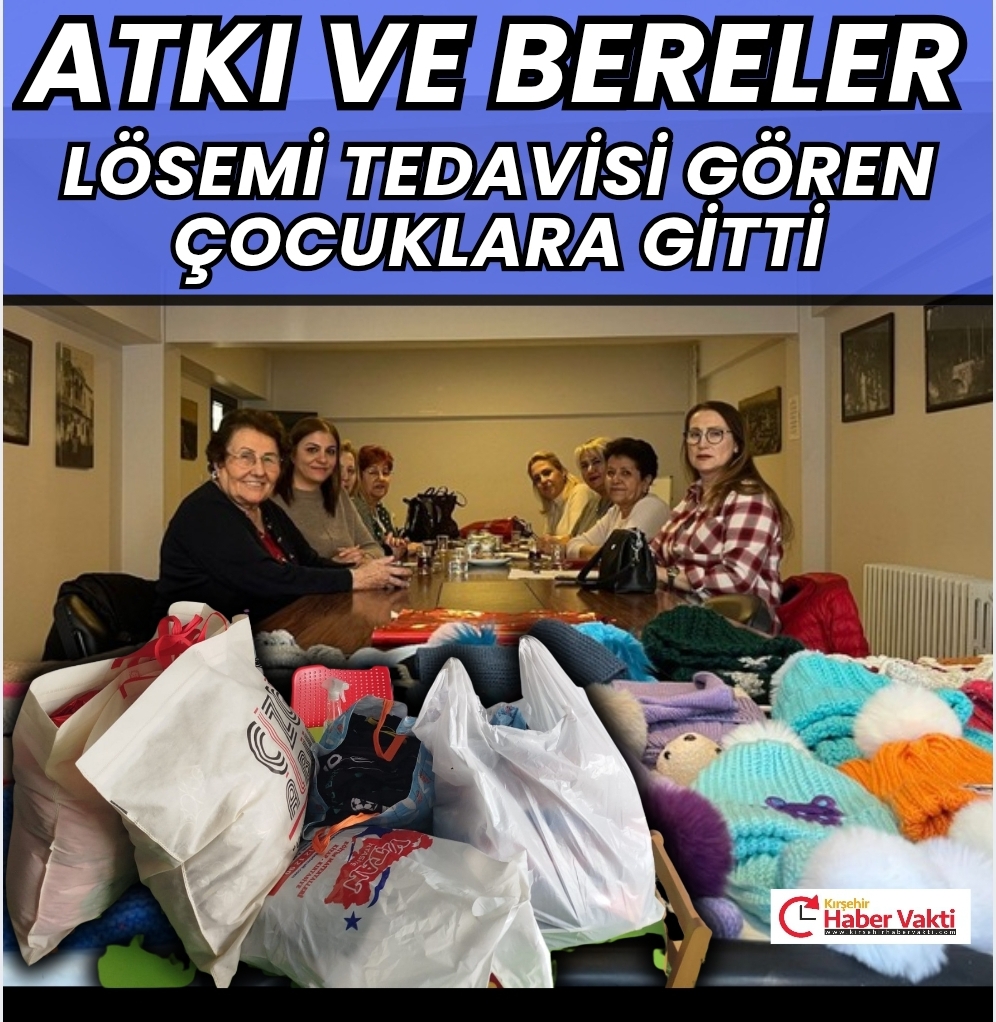 Kırşehir’de kadınlar, lösemili çocuklar için atkı bere örme etkinliği yaptı.