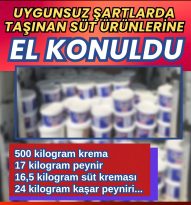Kilo kilo süt ürünü ele geçirildi