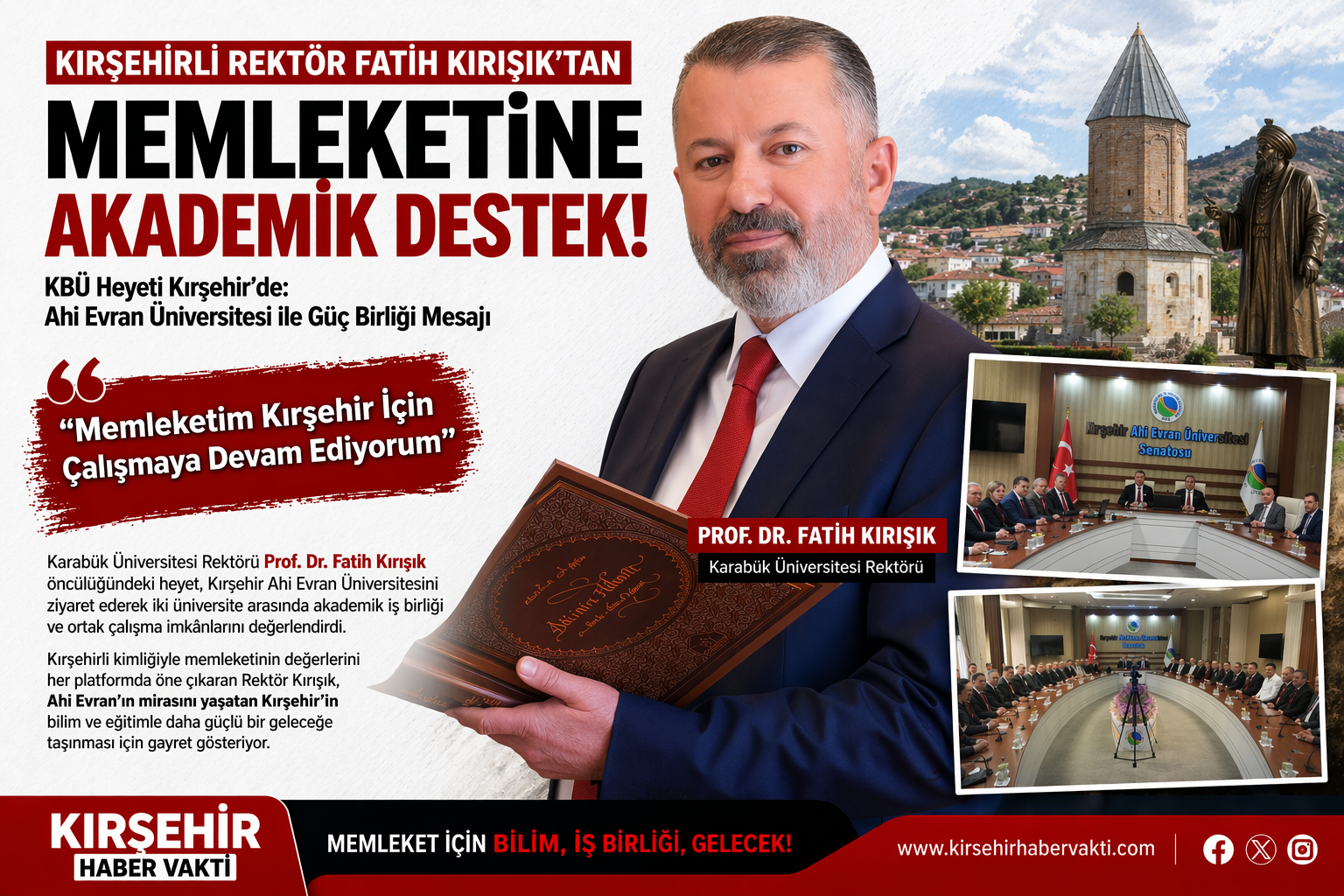 REKTÖR FATİH KIRIŞIK’TAN KIRŞEHİR İÇİN GÖNÜLDEN DESTEK