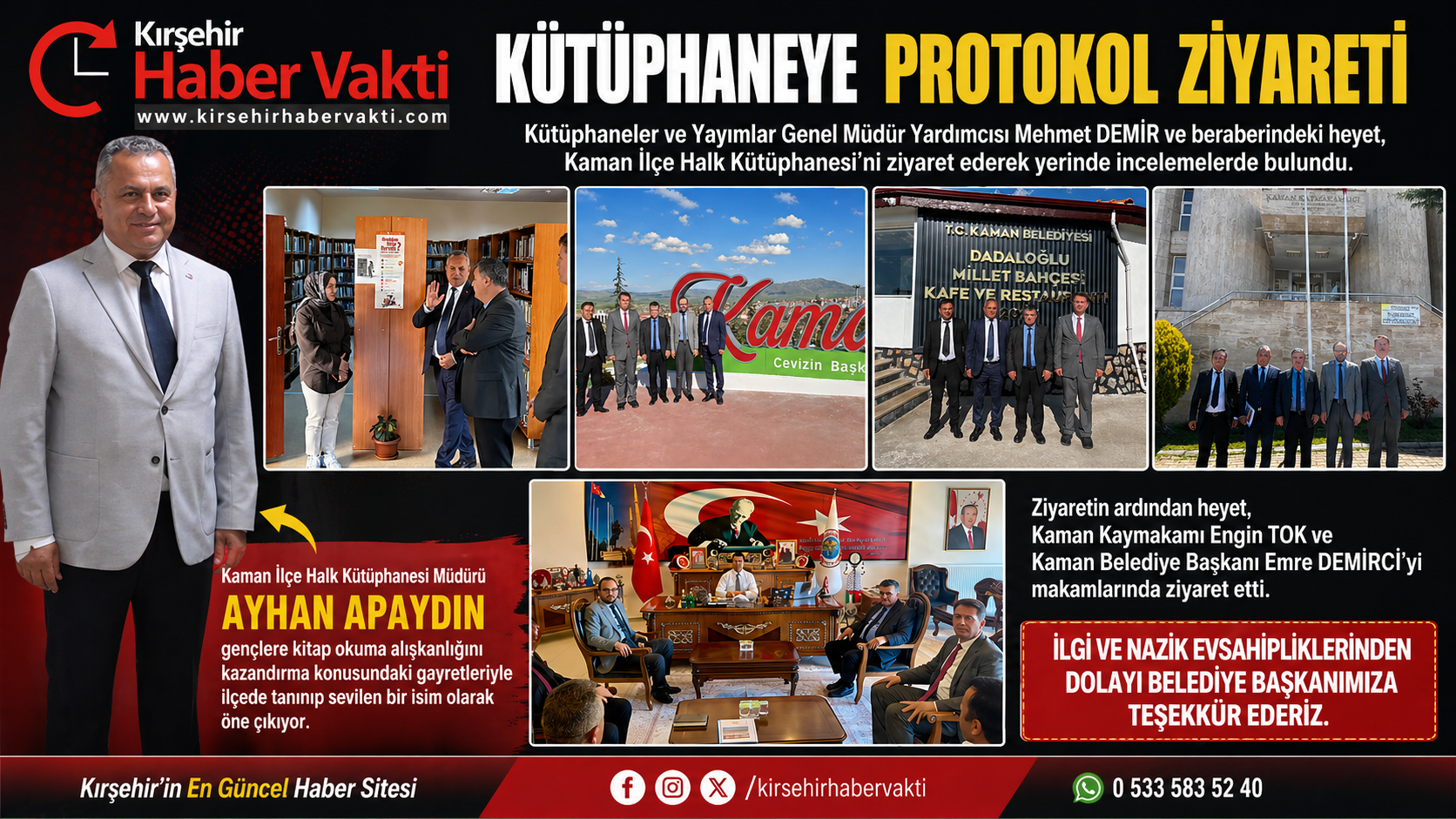 Kaman’da Kütüphane Ziyareti: Ayhan Apaydın’ın Çalışmaları Dikkat Çekti