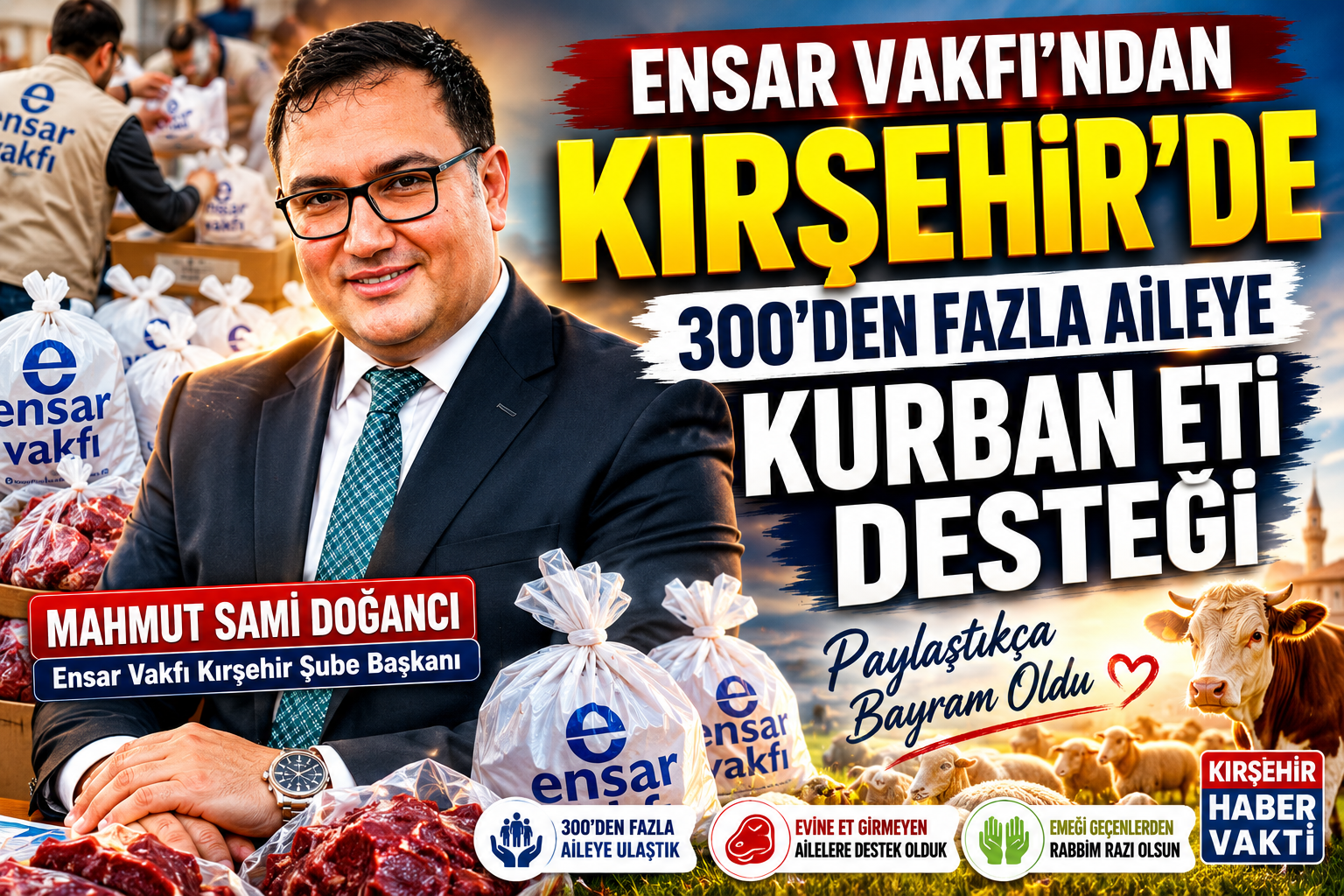 ENSAR VAKFI KIRŞEHİR’DEN İHTİYAÇ SAHİBİ AİLELERE KURBAN ETİ DESTEĞİ