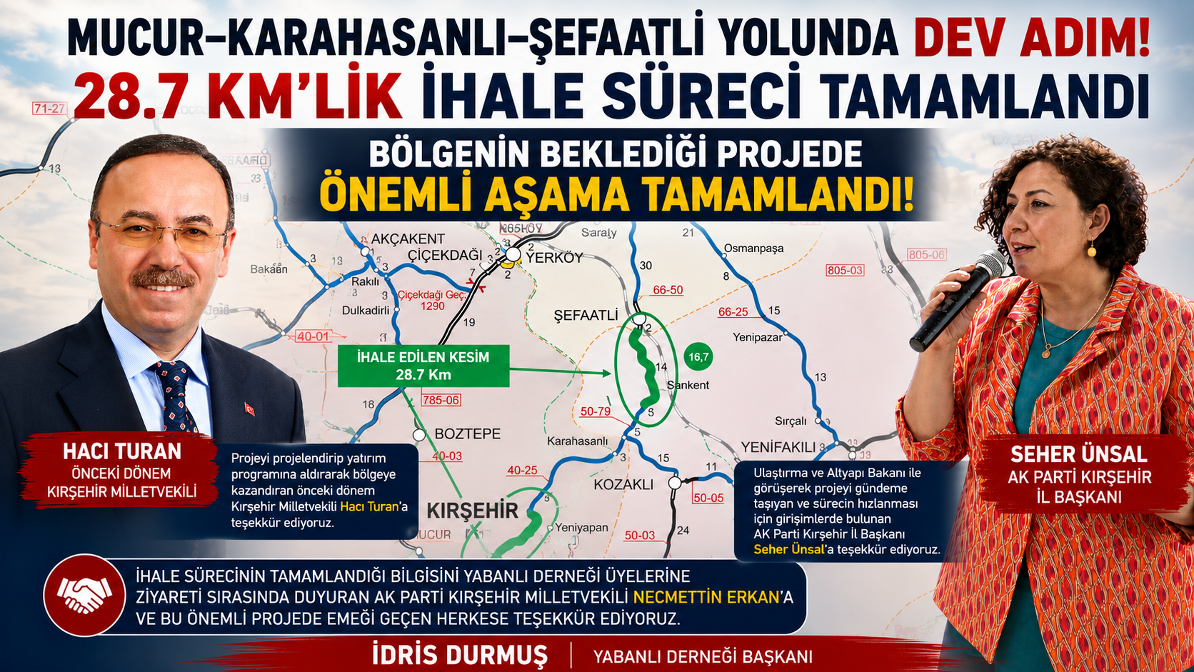 MUCUR–KARAHASANLI–ŞEFAATLİ YOLUNDA 28.7 KİLOMETRELİK İHALE SÜRECİ TAMAMLANDI