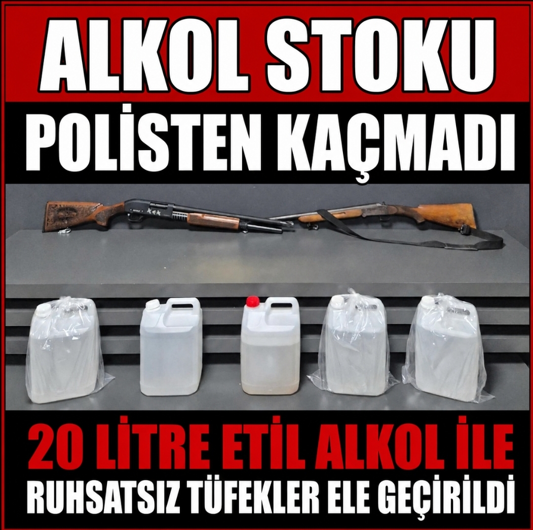 Kırşehir’de Kaçak Alkol ve Ruhsatsız Tüfek Operasyonu