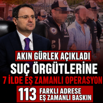 BAKAN GÜRLEK: SUÇ ÖRGÜTLERİNE 7 İLDE EŞ ZAMANLI OPERASYON