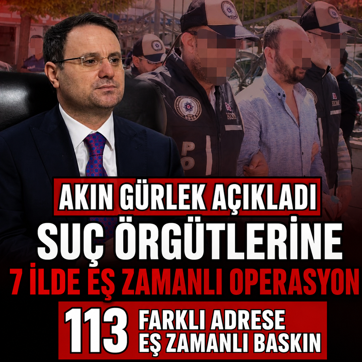 BAKAN GÜRLEK: SUÇ ÖRGÜTLERİNE 7 İLDE EŞ ZAMANLI OPERASYON