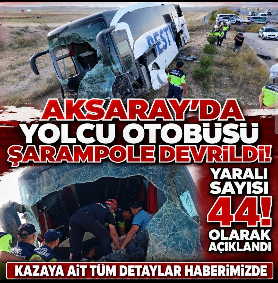 Yolcu otobüsünün şarampole devrildiği kazada 44 kişi yaralandı.