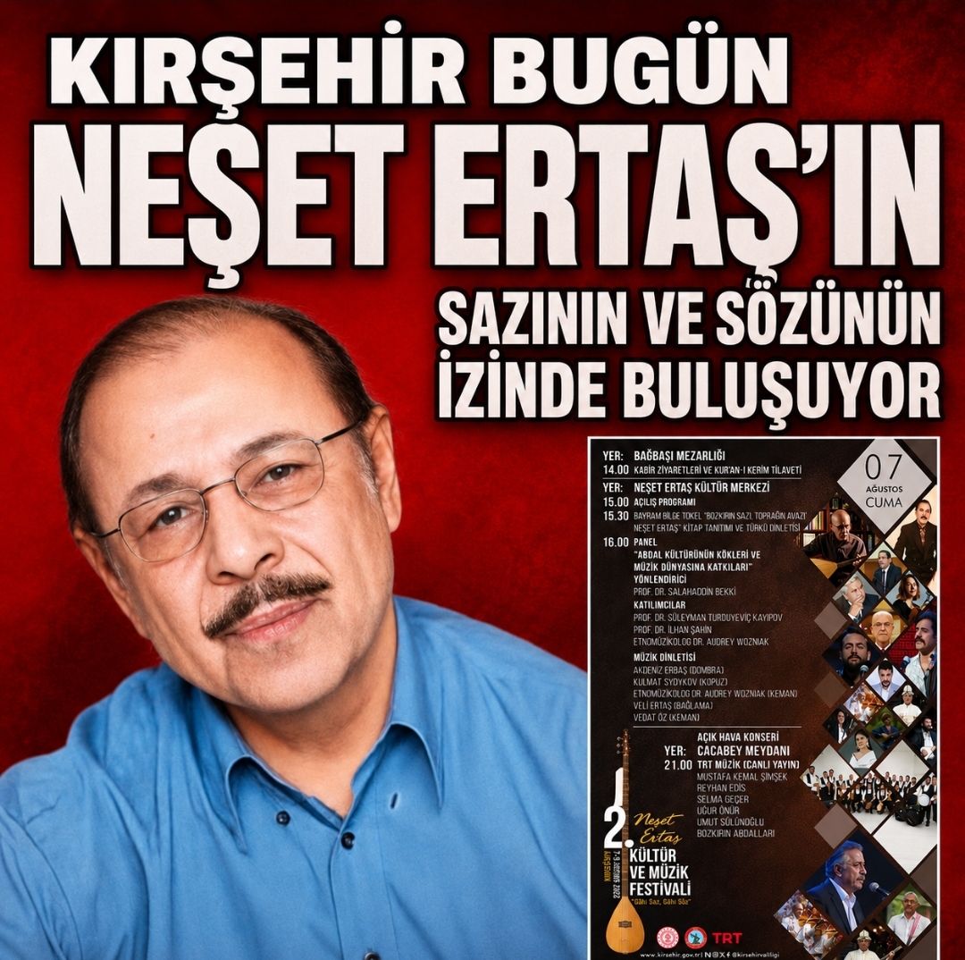 Kırşehir’de Neşet Ertaş Kültür ve Müzik Festivali Bugün Başlıyor