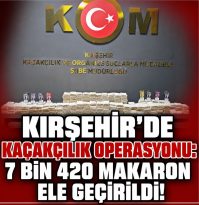 Kırşehir’de kaçakçılık operasyonu 7 bin 420 makaron ele geçirildi