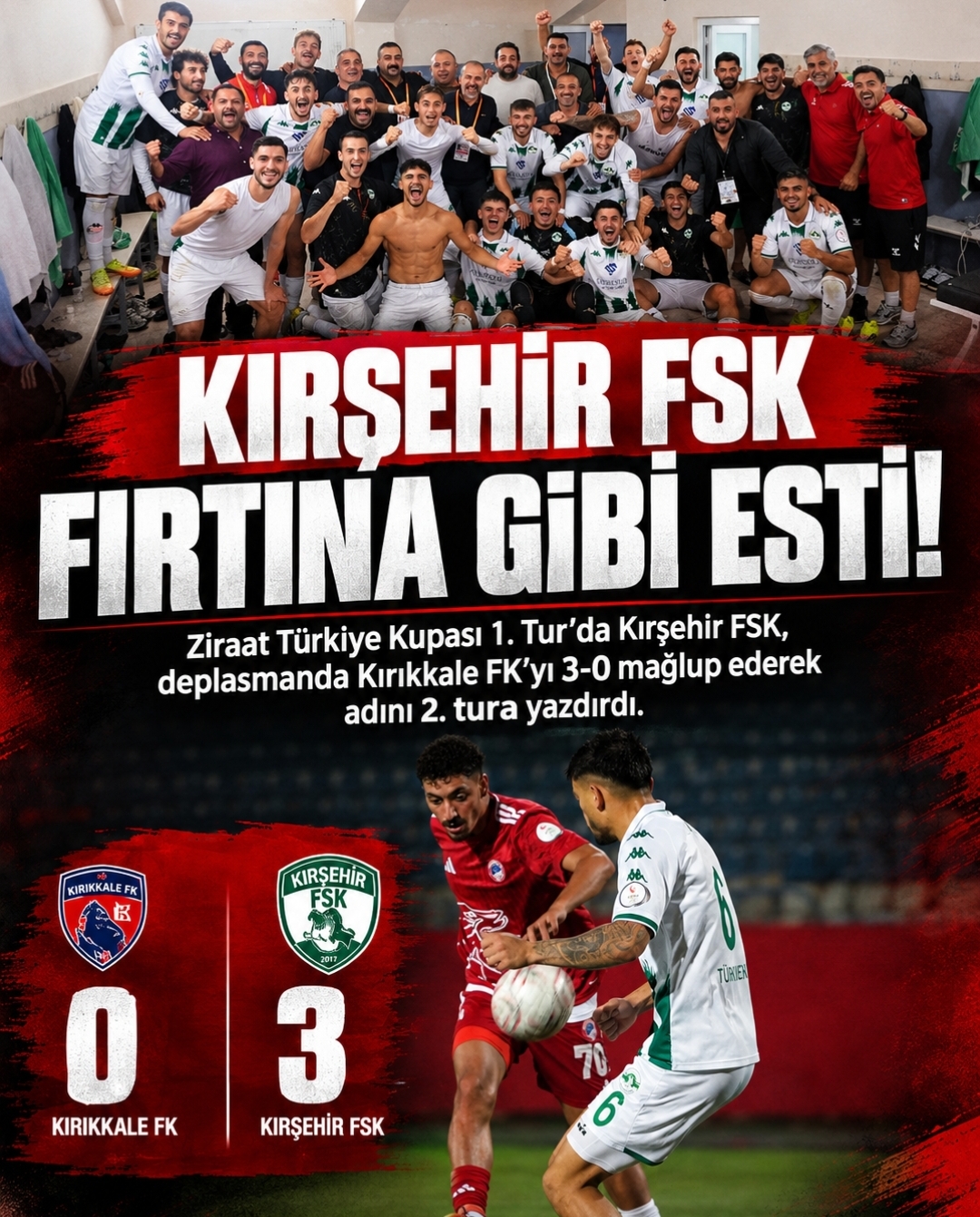 Ziraat Türkiye Kupası 1. Tur’da Kırşehir FSK, deplasmanda Kırıkkale FK’yı